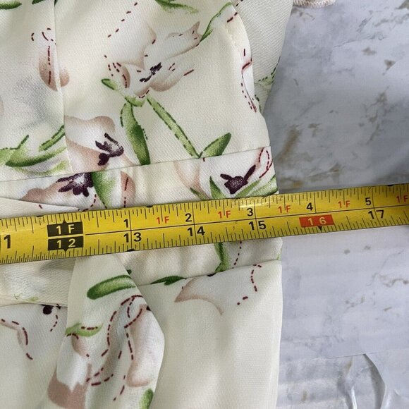 Boohoo Sleeveless Floral Frill Wrap Maxi Dress US 10 Ivory Cocktail Resort - Picture 12 of 14